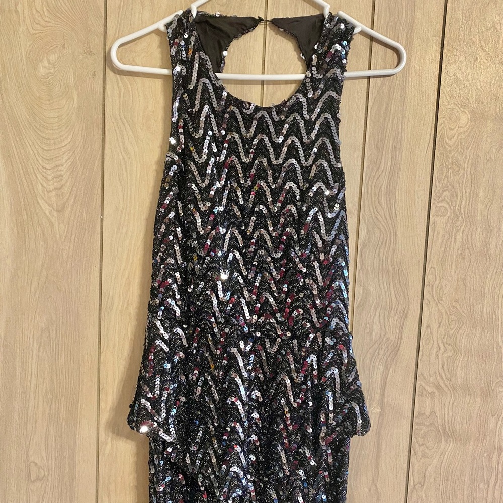 Vintage 80s Black Sequin And Shimmer Dress - Picture 2 of 8